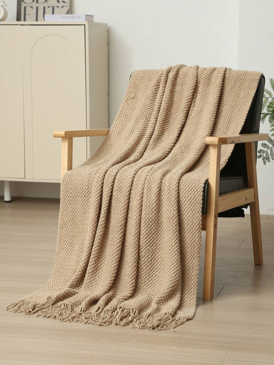A Knitted Blanket, Nordic Style Rectangular Tassel Office Nap Sofa Blanket, Air Conditioning Blanket, Shawl Cover Blanket, Bed Tail Blanket Suitable For Daily Use